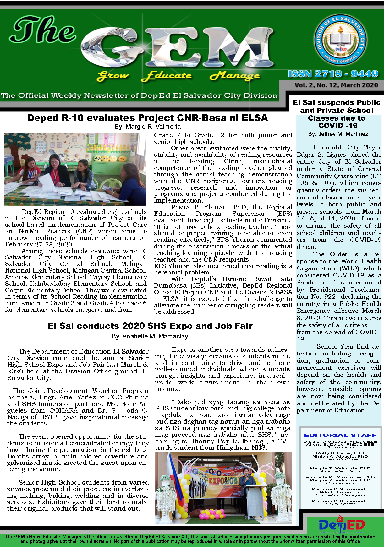 The GEM Newsletter Volume 1